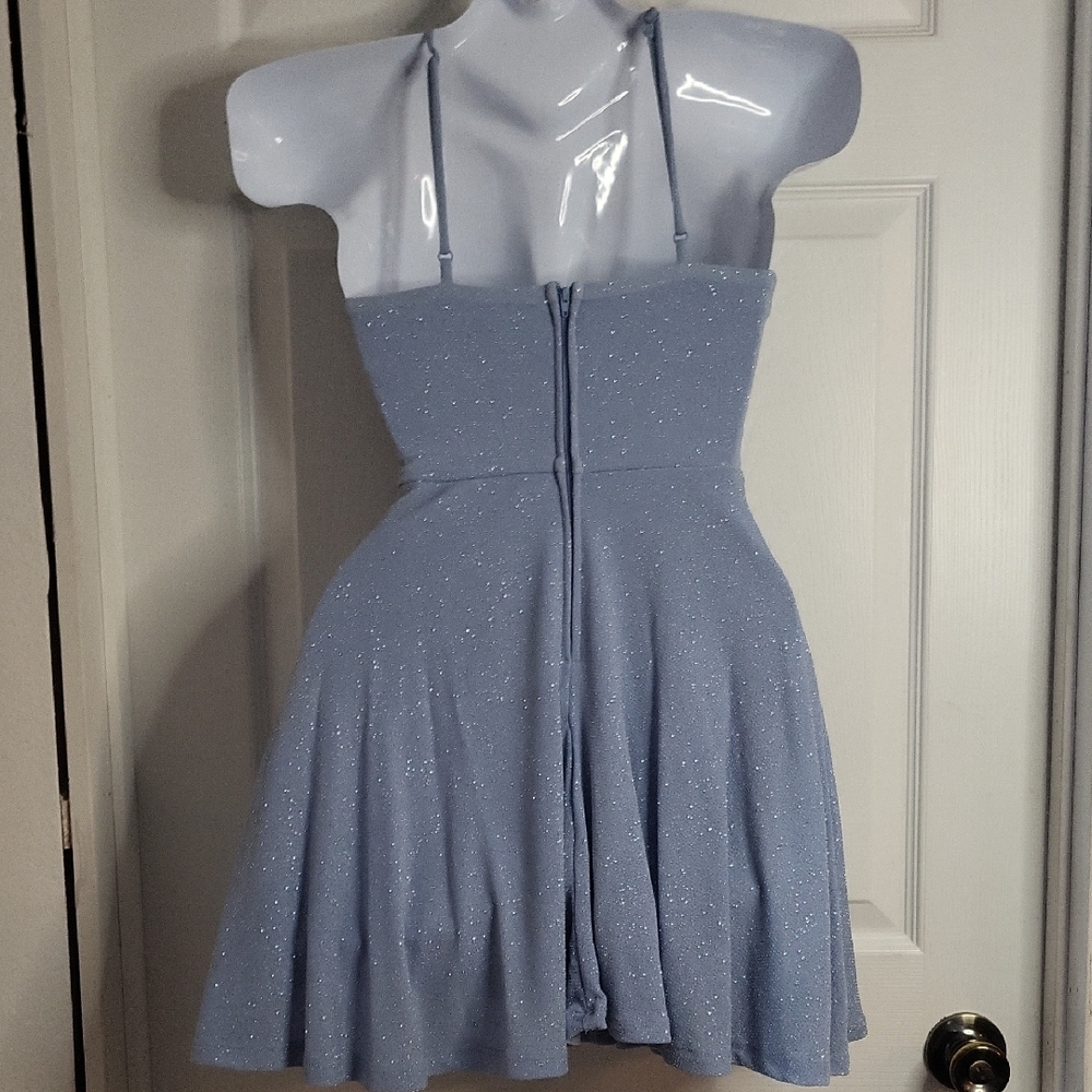 B. Smart Sparkling Light Blue Mini Dress - Picture 5 of 10